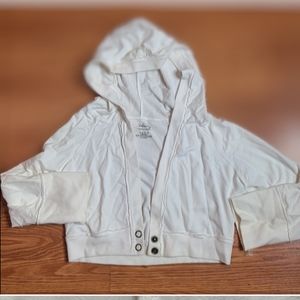 Juniors White crop hoodie Vanity Size Large